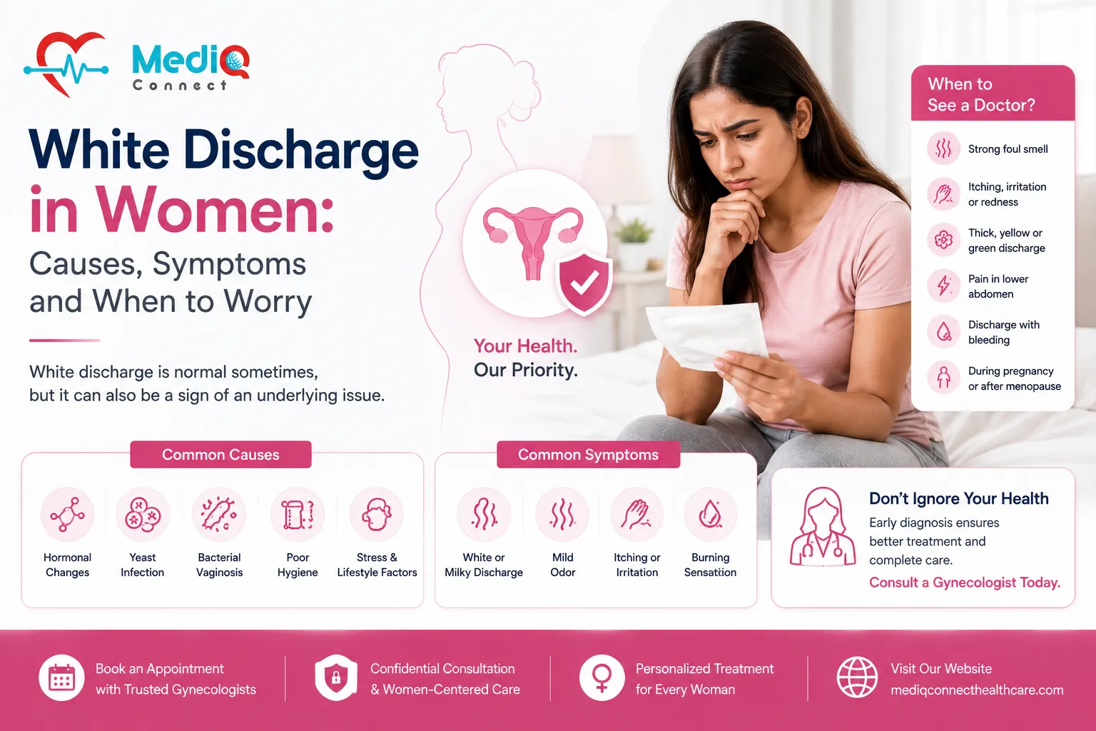 White Discharge in Women: Causes, Symptoms and When to Worry