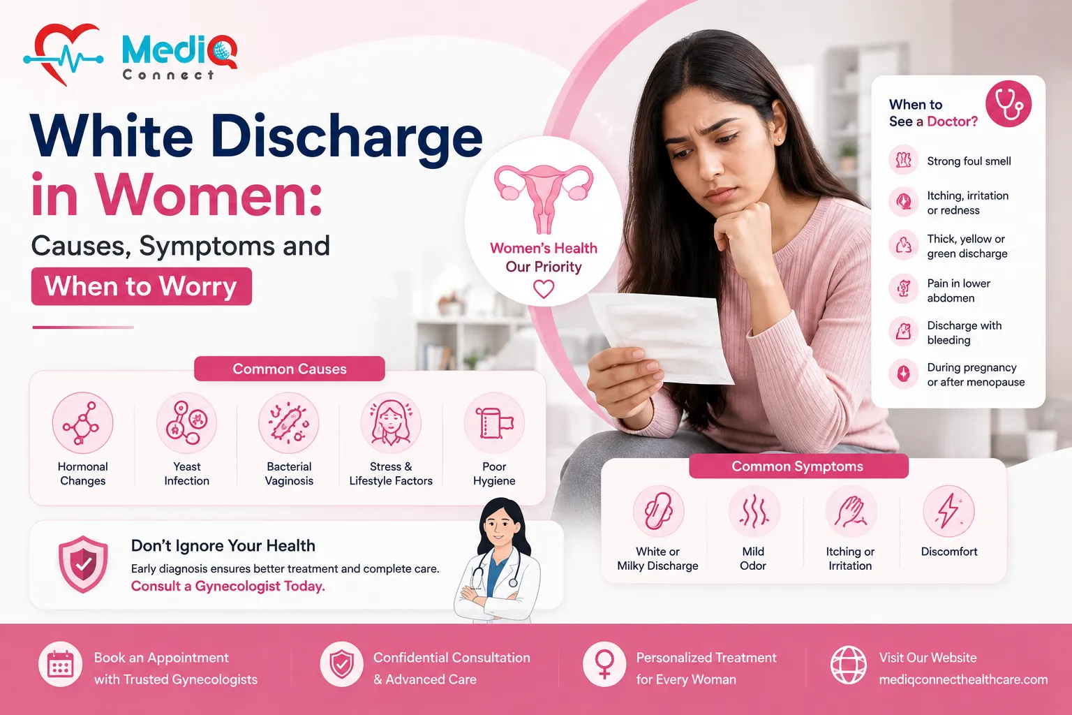 White Discharge in Women: Causes, Symptoms and When to Worry